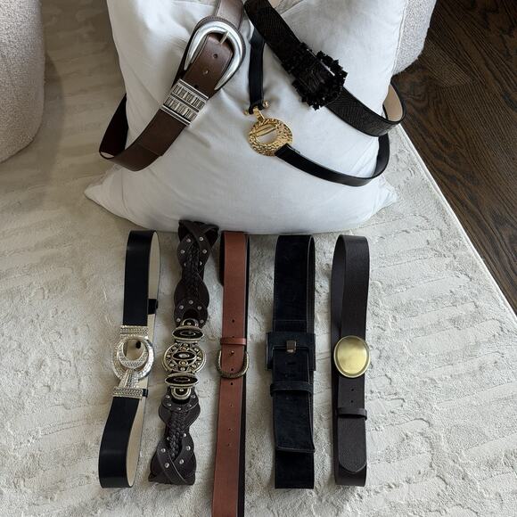 Chico’s Belt Lot of 8 Leather Silver Gold Metal Buckles Black Brown Rhinestones main image 11